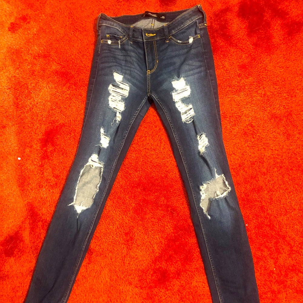 Super skinny low rise ripped jeans